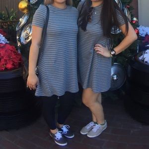 Striped Tunic Dress - Grey/Black